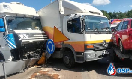 Zderzenie ciężarówek w Glinojecku
